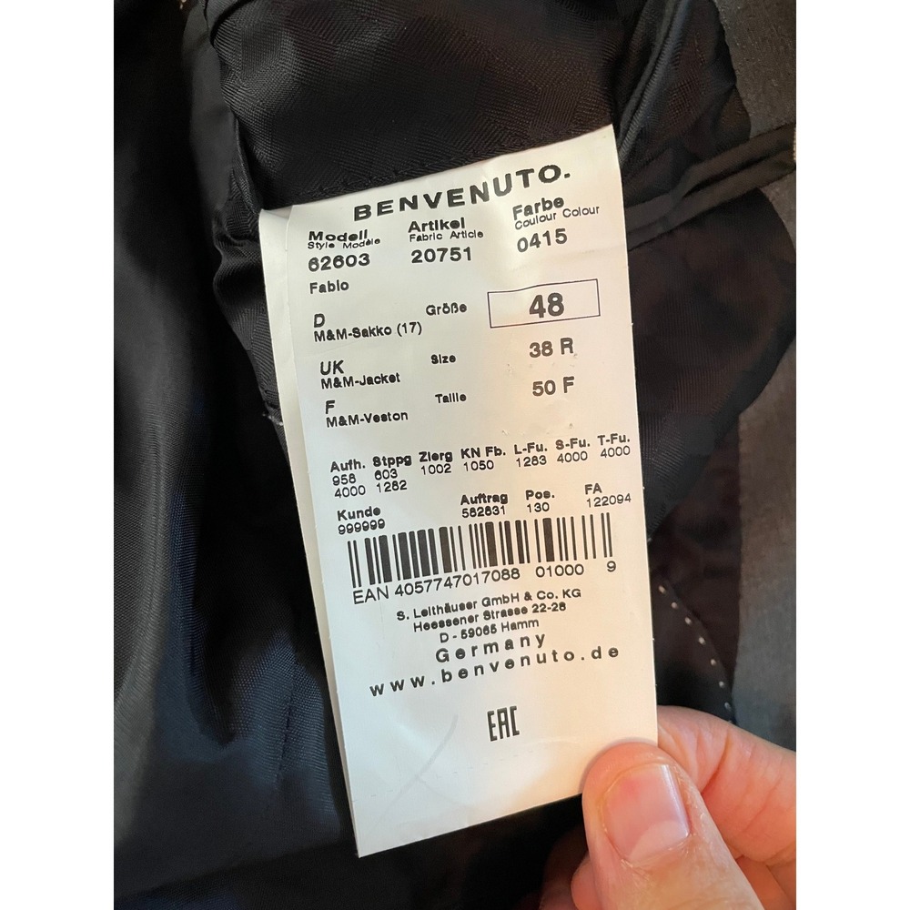 Benvenuto Black 3D Suit 38R Gray Fabio Pants 32x31 2 pc suit WOW - Picture 7 of 16